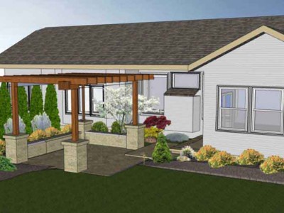 patio. Screen plantings also shown for a home located in Davison, MI